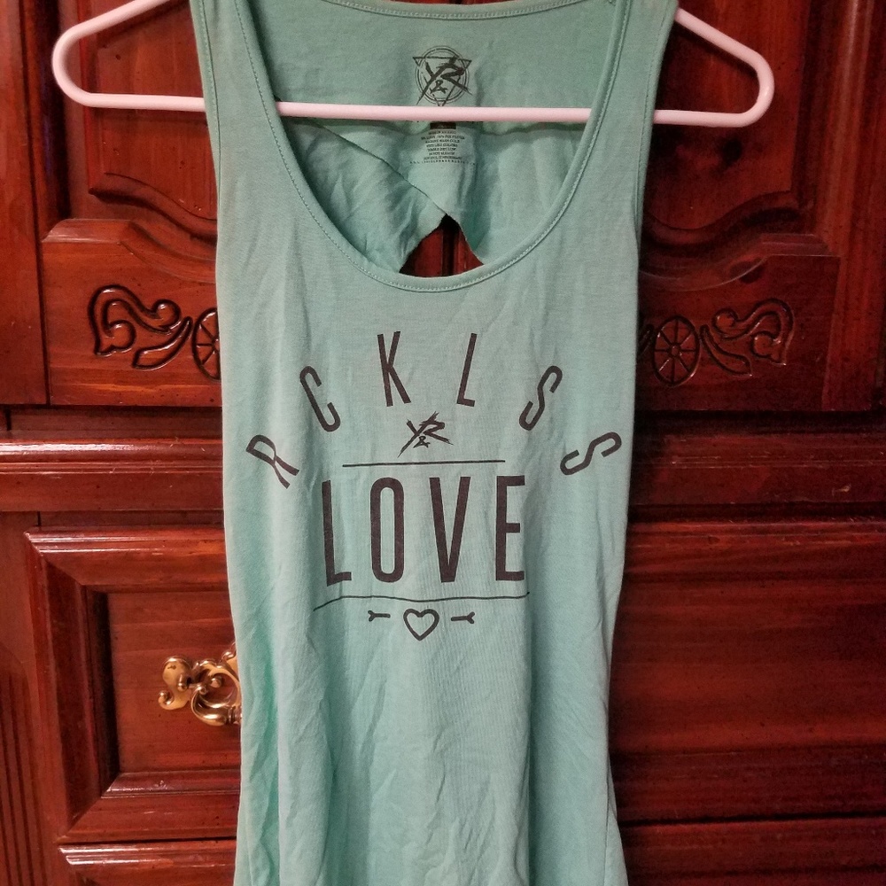 Reckless light teal cutout back tank